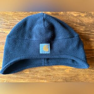 Carhartt Black Fleece Beanie Hat with Logo Patch